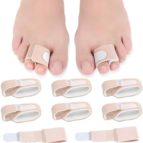 AFCJLTO Set di 8 pezzi per la correzione di dita a martello, storte, sovrapposte o rotte, includenti raddrizzatore, stecca e bende imbottite per dita dei piedi,