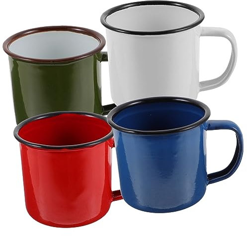 Alipis 4stücke Retro Emaille Tasse Mit Griff Kleine Bunte Tasse Verschiedenen Farben Langlebig Und Einfach Zu Reinigen