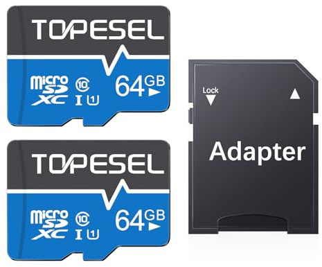 TOPESEL 64GB Micro SD Card 2 Pack Memory Cards UHS-I TF Card Class 10 for Camera/Phone/Dash Cam/Tablet/PC/Computer(2 Pack U1 64GB)