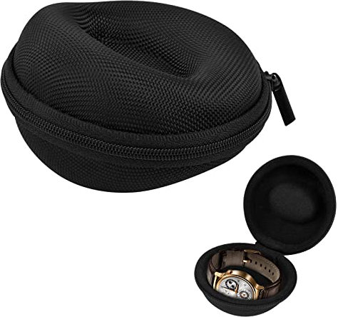 Dokeno Tragbare Uhrenbox, Runde Uhrengehäuse Einzelne Uhrenbox mit Reißverschluss Tragbar Uhrenetui Reise für Männer und Frauen Armbanduhren und Smart Watch bis 50mm