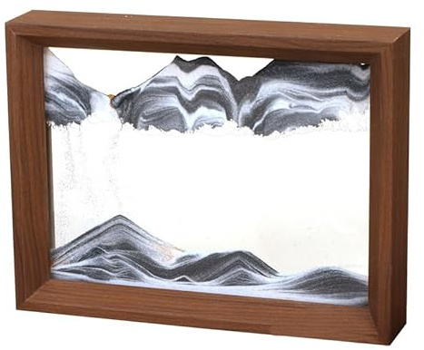 AzureLeap Images de sable à tourner 3D Sandscape l'art du sable en mer profonde Peinture de sable fluide Image de sable Cadeaux Sablier Décoration esthétique pour bureau, salon, bureau adulte [Noir