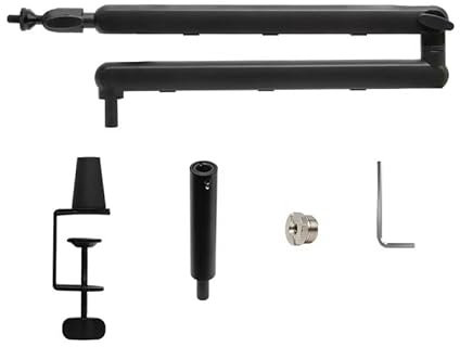 Gugxiom 360° Rotating Microphone Arm, Low Profile Mic Arm, Desk Mic Clamp, Mic Boom Arm mit Cable Management Channel, kompatibel mit 3/8 5/8“ 1/4“ Schraube, Universal für meisten Mic (Höher)