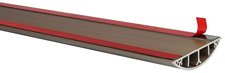KOMIB 2 x 1M Bodenkanal Halbrund/Fußboden Kabelbrücke/TV Kabelschacht/Selbstklebend/Fertig für die Montage (90 x 20 mm, Braun - Holz Design)