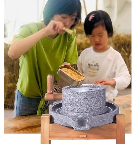 Hand Grain Mill Stone,Stone Grain Mill Hand Crank Grinder, Manual Coffee Cereal Bean Pulverizer, Wet Soybean Milk/Corn Juice Grinder, Parent-Child Handmade Stone Mill (Size : L (25cmx40cm))