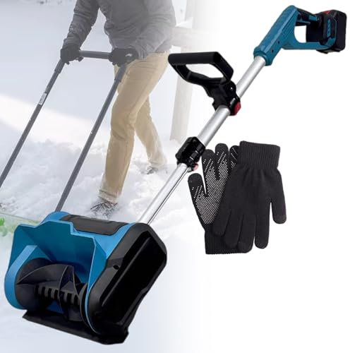 Spazzaneve Elettrico a Spinta Manuale, Staccabile, Senza Fili, 1200 W, Distanza di Lancio di 8 m, per Patio con pavimentazione della comunità, Motore Spazzolato-2 batterie