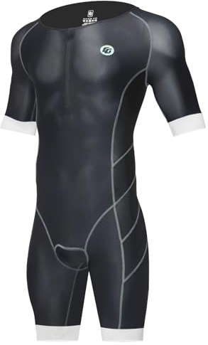 CGLRybO Costume da triathlon da uomo a manica corta - Aderente, ideale per corsa, ciclismo e nuoto - Migliore per le gare Ironman