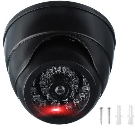 PATIKIL Fake Security Camera, Dummy Dome Cameras with Flashing Red LED Light/Screw/Cover for Indoor & Outdoor Home Business, Black