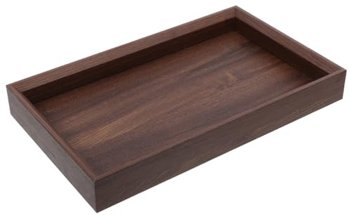 EXHUMKY Bandeja de Madera para Servir Rectangular 35X25 Cm Madera de Nogal Antideslizante para Cocina Salón de Bandeja Decorativa para Aperitivos