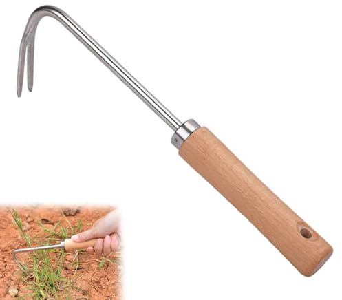 GWAWG Weed Remover Tool with V-Shape Hook Hand Weed Remover Tool Stainless Steel Weed Puller Root Artifact Uprooting Weeder Tool Manual Gardening Weed Picker Tool for Garden Lawn Crack Weeding