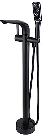 HTTGDGDH Freestanding Bath Tap 360° Rotating Bathroom Floor Standing Bathtub Faucet with Hand Shower,Black（Black）