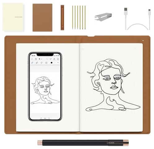 Digital Notebook with Battery-Free Pen, 2-in-1 Digital Notebook Drawing Tablet, Electronic Writing Pad for Note-taking, Digital Art & Meeting, Compatible with Smartphone (Android and iOS)