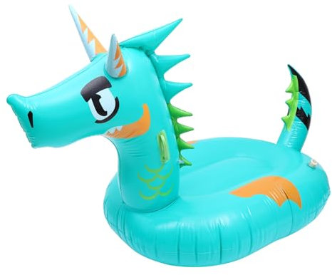 KONTONTY Adult Floating Bed Inflatable Swimming Mat for Pool Garden Cartoon Dragon Design Portable Floating Bed for Swimming