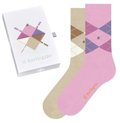 Burlington Basic Gift Box W So cotone fantasia confezione di 2 paia, Calzini Donna, Multicolore Beige Rose Mix 0069, 36-41