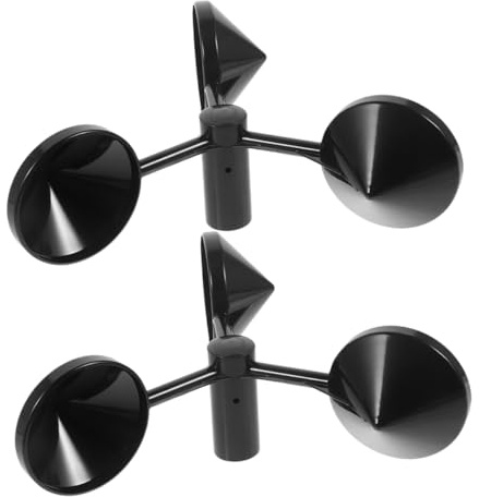 TOBBOMEY Coque D’anémomètre Extérieur en Abs 2 Pièces, Capteur de Vitesse du Vent à 3 Tasses, Accessoire pour Station Météo et Mesure Précise du Débit D’air