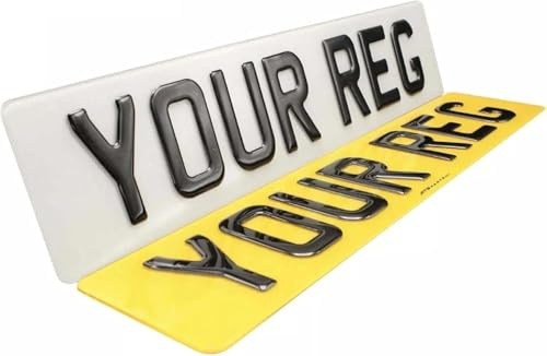 Front & Rear Standard Registration Number Plates with Double Sided Sticky Pads, 100% Road/MOT Legal UK Number Plates for Cars, 2D, 3D, 4D Durable Acrylic Passed Plate