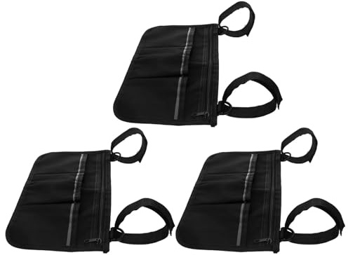 HAMPPLIES 3 Pièces Sacoche Latérale pour Fauteuil Roulant Tissu Oxford Imperméable avec Bandes Réfléchissantes Organiseur de Rangement Multi-poches Amovible et Lavable pour Adultes et