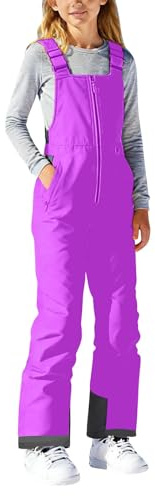 Mjjsk Flickor Skidbyxor Unisex Barn Snösäkra Byxor Barn Tjocka Varma Snöbyxor Vinter Termisk Skidåkning Snowboard Vandring Overaller, Lila, 11-12 År