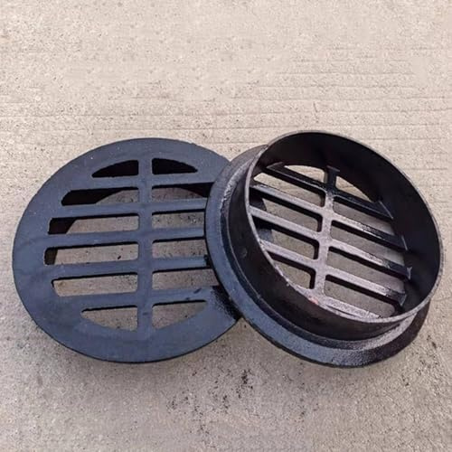Siphon De Sol Rond En Durable Fonte, 50-250mm Grille De Goutte Drainage Canal Avec Base, Filtre AntiEncrassement, Forte Portance, Drain De Sol Pour Allée Jardin Cuisine Salle De Bain(160mm)
