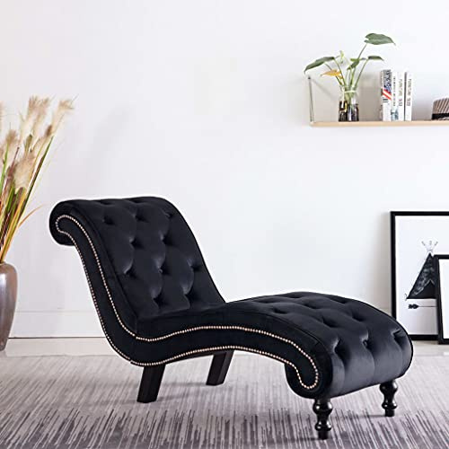 HUAKEHOM Chaiselongue Relaxliege Liegestuhl Liegesessel Komfortliege Loungesessel Sesselliege Relaxsessel Schlafsofa Recamiere Lounge Schwarz Samt