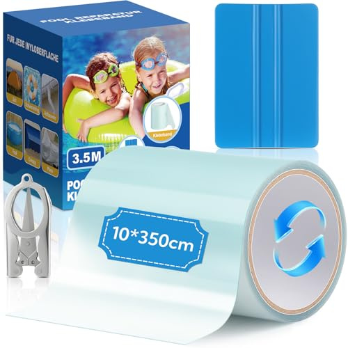 AVAKY Pool Reparaturset Unterwasser,10cmX350cm PVC Pool Flicken Unterwasser Selbstklebend, Wasserdichtes Flickzeug Pool Klebeband Transparentes, Flex Tape für Pool Poolfolie Schlauchboot Luftmatratze
