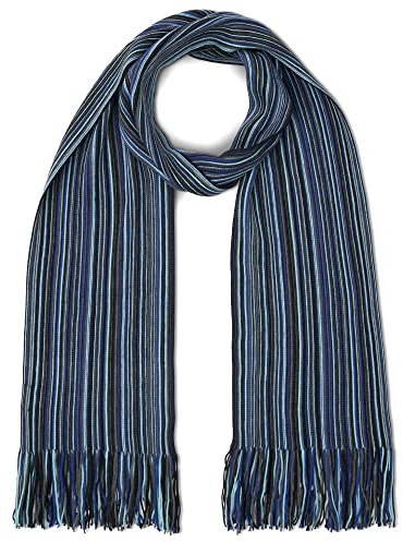 LOVARZI Sciarpa Blu Navy e Grigio invernale uomo in lana merino - Sciarpe di lana per gli uomini