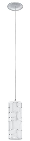 EGLO Pendelleuchte Bayman, 1 flammige Hängelampe Modern, Elegant | Hängeleuchte aus Stahl und Glas mit Dekor in Chrom, Weiß, Esstischlampe, Wohnzimmerlampe hängend mit E27 Fassung