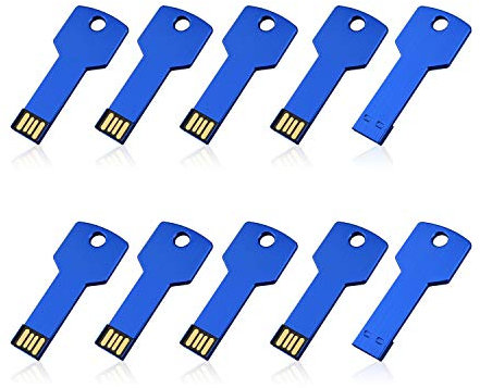 RAOYI 10PCS 8GB 8G USB Flash Drive Metal Key Design USB Flash Drive Metal Key Shaped Memory Stick USB 2.0 Blue 8G