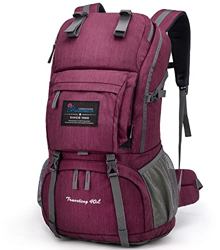 Mountaintop 40L Wanderrucksack Herren Damen Trekkingrucksack Backpacker Reiserucksack Outdoor Camping Klettern Rucksäcke mit Regenhülle (Fuchsia)