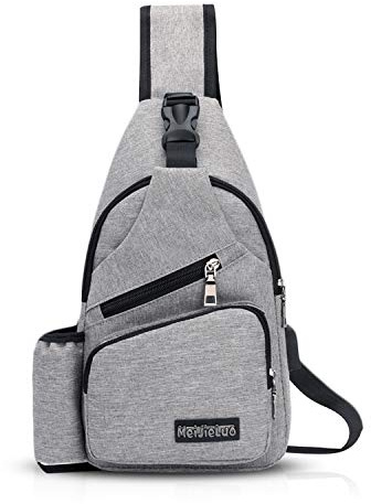 FANDARE Herren Schultertasche Damen Brusttasche Sling Bag Rucksack mit USB Umhängetasche Crossbody Bag Sporttasche für Wandern,Abenteuer,Sport, Reisen,Joggen Wasserdicht Polyester
