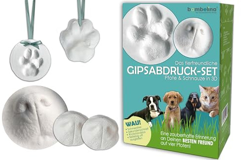 bambelina® Gipsabdruck Set Hundepfote und Hundenase. Verewigen Sie die Pfote + Schnauze vom Hund in 3D. Die Abformung (Gießform) ist wiederverwendbar. Pfotengröße L bis XL.