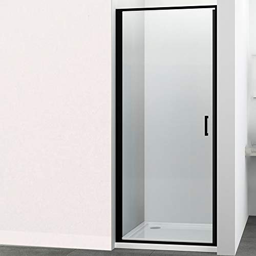 Porta Doccia Battente Swing per Box Nicchia Black Profilo Nero Cristallo 6 mm