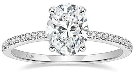 EAMTI Verlobungsringe aus 925er-Sterlingsilber, 3 Karat, ovaler Schnitt, Zirkonia, Eheringe für Sie, atemberaubende Eheringe für Damen, Größe 3–11, Metall, Zirkonia
