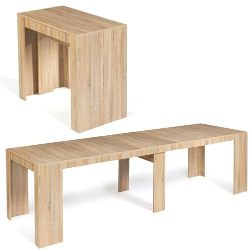 IDMarket - Consola extensible Orlando para 14 personas, 300 cm, madera efecto haya