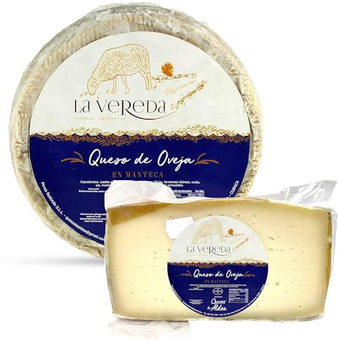 QUESOS LA ALDEA Queso Artesano de Oveja en Manteca de Cerdo 1.5 kg | Queso Curado y fresco Gourmet Calidad Artesanal | Medio Queso 1,5 kg para Cesta Gourmet, Packs de vino y para regalar