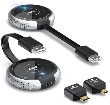 HDMI sans Fil, 4K/5G Rallonge Émetteur et Récepteur Ultra HD 164FT/50M, Prise en Charge Multilingue, Lecteur de Streaming Audio Vidéo, pour Laptop/PC/Camera vers HDTV/Projector/Monitor