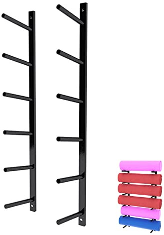 LSMKK Aufbewahrung von Yogamatte Yogamattenhalter Wandhalterung, Yoga-Matten-Wandregal-Stützregal Für Organise Gymnastikmatte Pilates Pads, Aufbewahrung Für Das Fitnessstudio Zu Hause (Color : Black)