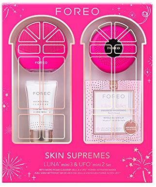 FOREO Skin Supremes, LUNA mini 3 + UFO mini 2, Set regalo con spazzola viso e trattamento maschera viso LED, Esfoliante viso e maschere per il viso ispirate alla skincare coreana, Idee regalo donna