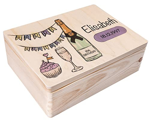 Creative Deco Personalisiert Geburtstag Geschenke für Frauen, Männer Kinder | Erinnerungsbox Holzkiste | Party Motiv für Geburtstag | Individuelle Geschenk | Geschenkkiste Geschenkbox