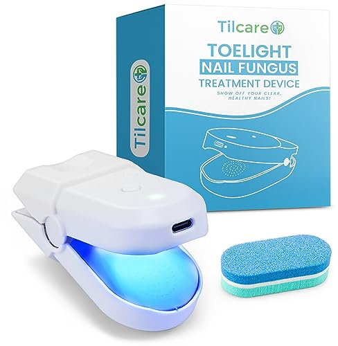 Toelight Nagellichttherapie von Tilcare - Pilznagellaser mit Nagelfeile zur schnellen & intensiven Nagelpilzbehandlung, Behandlung von verfärbten Zehennägeln - Passt auf große & kleine Nägel
