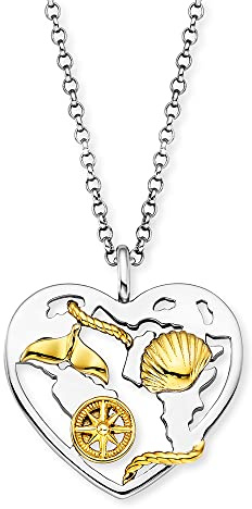 Engelsrufer Damen Halskette Aloha aus Sterling Silber mit Bicolor Anhänger - Karabinerverschluss - in drei Längen verstellbar - nickelfrei