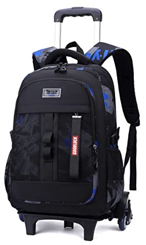 Camo Boys Rolling Backpacks for Kids School, Capacity Wheeled Bookbags Elementary School Bags Back Packs with 6 Wheels