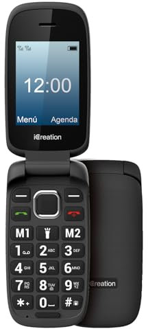 iCreation C20 - Téléphone Portable à clapet Noir avec écran 2,4, Grandes Touches, 2 mémoires directes, Bluetooth, Grande Batterie 800mAh, USB-C et Double SIM