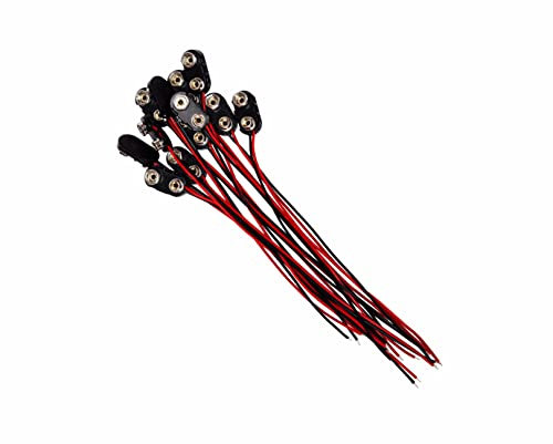 9 Volt Battery Connectors,12 Pcs I-Type 9v Battery Connector Buckle Connector Hard Plastic Shell,9 Volt Battery Connectors with Wires 5.9in