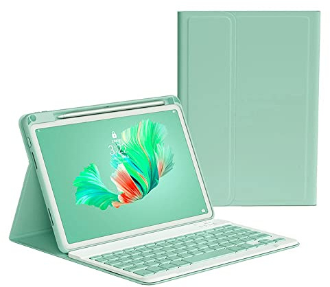 KMXDD Custodia con tastiera per iPad di 10a/9a/8a/7a generazione, iPad Air 5a e 4a generazione, Pro da 10,5 pollici da 11, tastiera wireless Bluetooth rimovibile (iPad Mini 6a generazione, verde