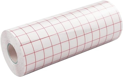 Transfer Tape for Vinyl, 5.5 x 10Ft (14 x 300cm) Clear Vinyl Transfer Paper Tape Roll with Red Grid for Permanent Vinyl and Self Adhesive Vinyl for Cricut Joy