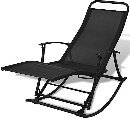 YUHI-HQYD Klappbarer Garten-Schaukelstuhl,Freizeitstuhl,Garten Sessel,Patio Stühle,Veranda-Stühle,Club-Stühle,Outdoor Stühle,Garten-Esszimmer-Stühle,für Balkon, Terrasse, Garten, schwarz