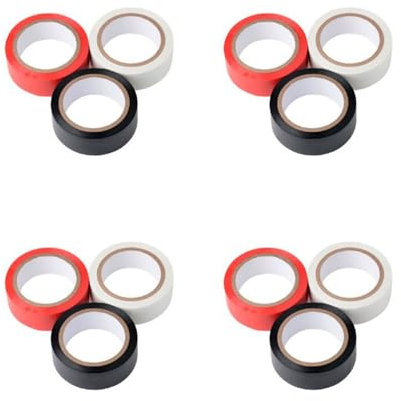 Super Mundo - 12 pcs Cinta aislante 3 colores de 1.5cm x 5m para instalaciones eléctricas(99942)