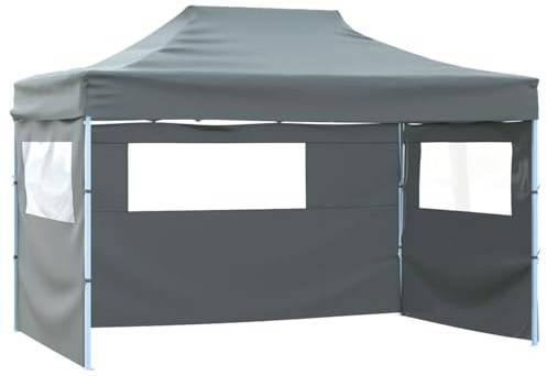 LAPOOH Gazebo Professionale Pieghevole 3 Pareti 3x4m Acciaio Antracite,Protezione UV,Impermeabile,Gazebo da Giardino(SPU:48896)