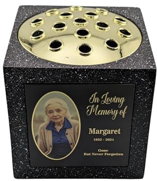 [Custom] Personalised Printed Black Memorial Rose Bowl Grave Marker Flower Pot Vase (UV PRINTED)