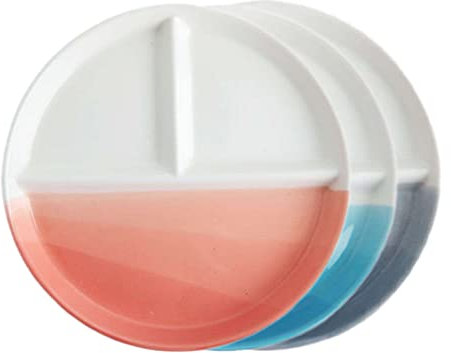 NFOQRVKW Teller Portionskontrollteller, Gradient 8 Zoll unterteilte Teller for Erwachsene, bariatrische Teller zur Portionskontrolle-Blau-8 Zoll(Mixed Color)